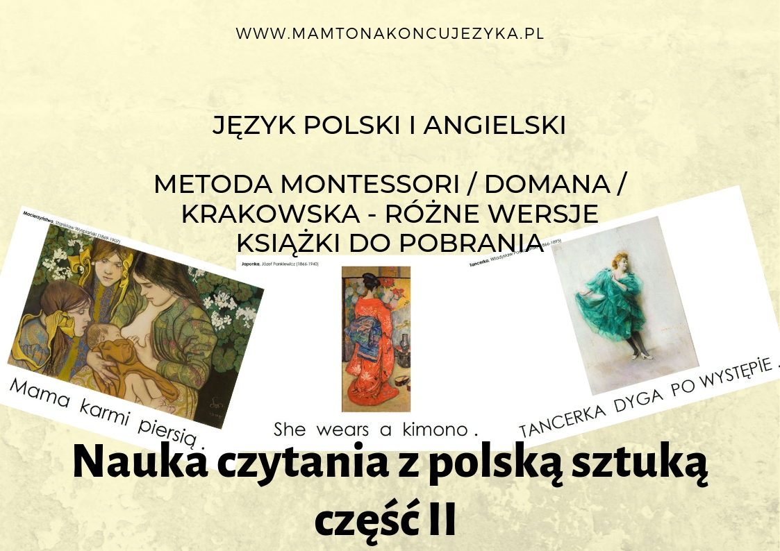 Książka do nauki czytania - metoda Domana / Krakowska / Montessori - różne wersje i języki do pobrania