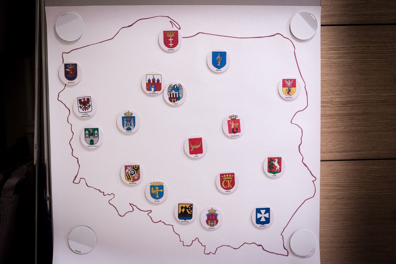 Herby miast Polski - pomoc do druku i przygotowania mapy z magnesami